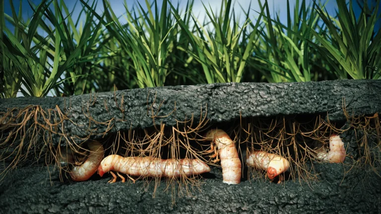 White grub larvae causing root damage beneath turfgrass in Logan, Utah